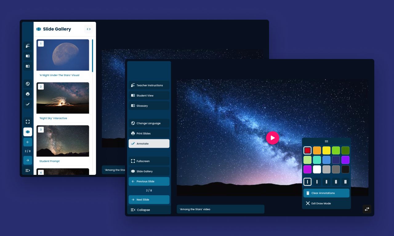 Mockup of Twig Science's Present Mode, for Middle School